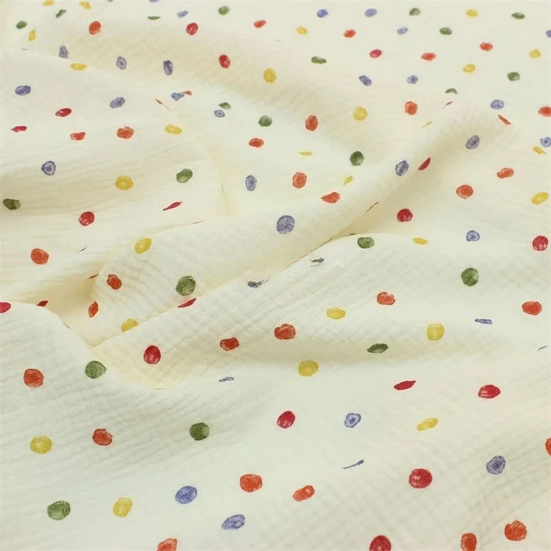 Baby Clothing Sewing - 135x50 ซม. ผ้าก๊อซคู่อเนกประสงค์, ลายจุดคลาสสิก, ผ้าสำหรับเสื้อผ้าเด็ก, ผ้าเย็บตกแต่งบ้าน