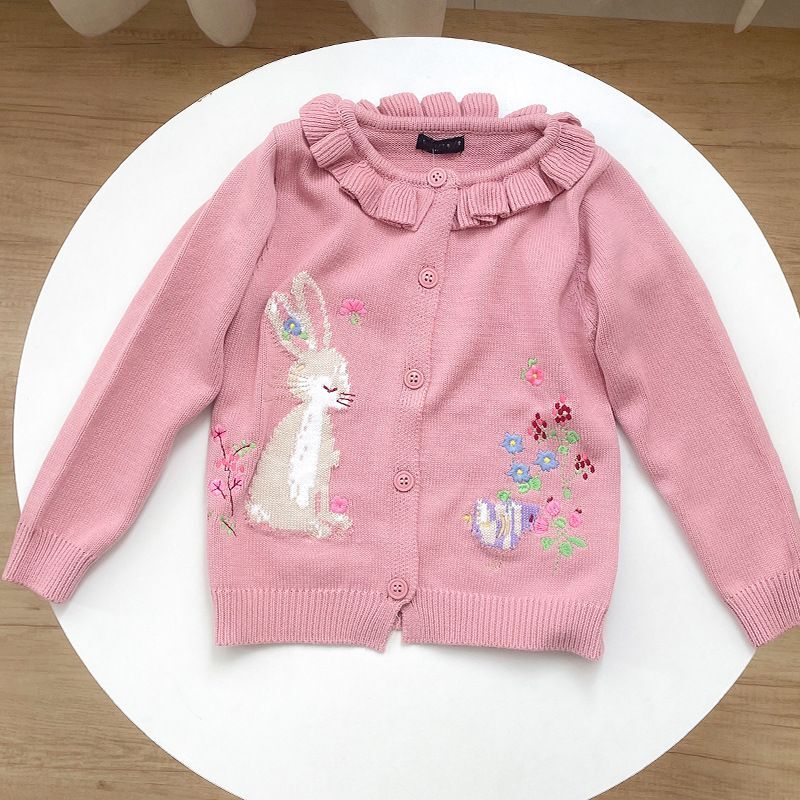 Baby Clothing Jumpers - 2025 ฤดูใบไม้ผลิฤดูใบไม้ร่วงเด็กจัมเปอร์เด็กผู้หญิงปัก Twist ดอกไม้ขนาดเล็กสไตล์ต่างประเทศเสื้อถักเสื้อผ้าจัมเปอร์
