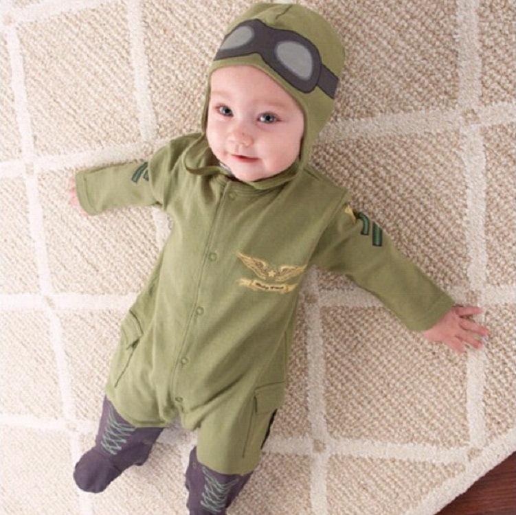 Baby Clothing Factory Shop - 2 ชิ้นชุดขายส่งขนาดเล็กเด็กทารก Romper Bonnet นักบินการบิน Jumpsuit