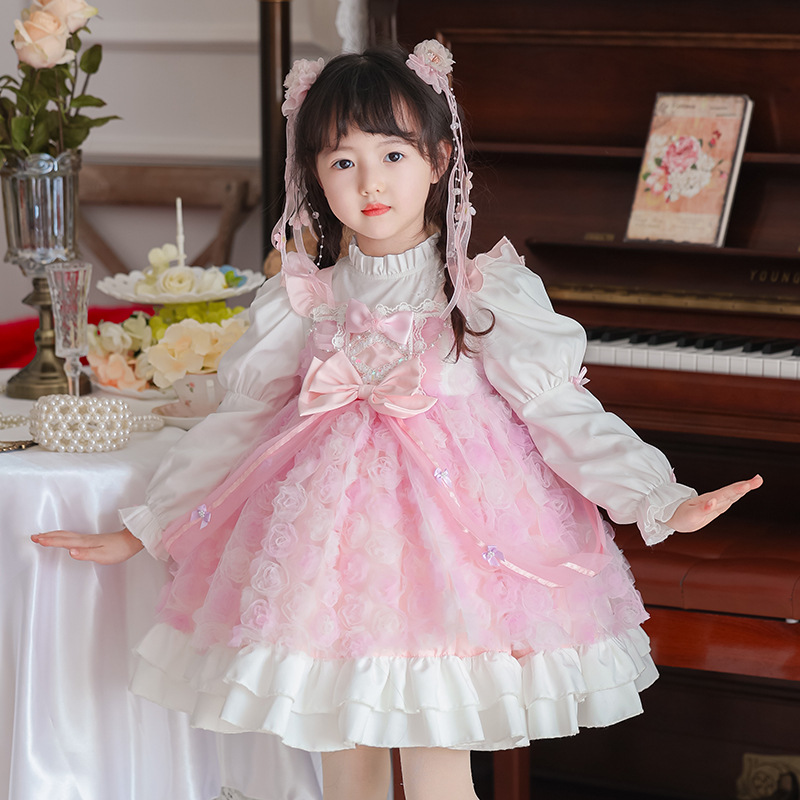 Baby Clothing Quality - ชุดเดรสเด็กผู้หญิงแขนพองคุณภาพสูงสำหรับฤดูใบไม้ผลิ ชุดเจ้าหญิงน่ารักหวานแหวว ชุดเดรสลายดอกไม้สวยสง่าสำหรับเด็กเล็ก