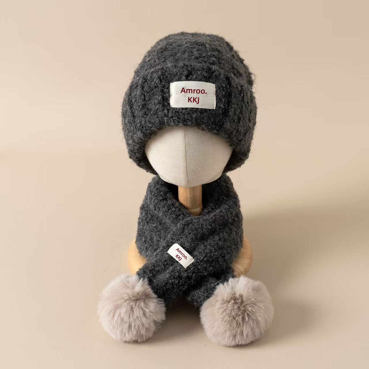 Baby Hat Beanie - ชุดหมวกไหมพรมและผ้าพันคอสำหรับเด็กฤดูหนาว อุ่นสบาย สำหรับเด็กอายุ 1-6 ปี ผ้าพันคอไขว้แฟชั่น
