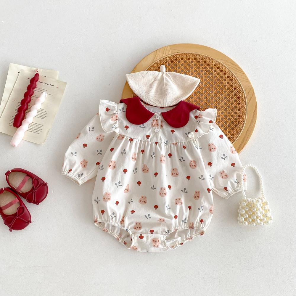 Baby Clothing Quality - กระต่ายน่ารักพิมพ์ชุดเด็กทารกสําหรับฤดูใบไม้ร่วงเด็กใหม่ทารกJumpsuitคุณภาพสูงสบายๆทารกแรกเกิดเสื้อผ้าการ์ตูน