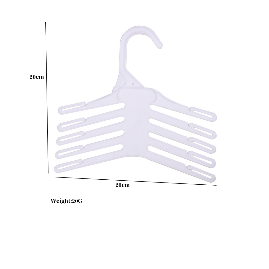 Baby Clothing Layers - ไม้แขวนกางเกงพลาสติกกันลื่นสีขาว 20 ชิ้น ราวแขวนเสื้อผ้าเด็ก ไม้แขวนเสื้อหลายชั้นสีขาวสำหรับเสื้อผ้าเด็ก