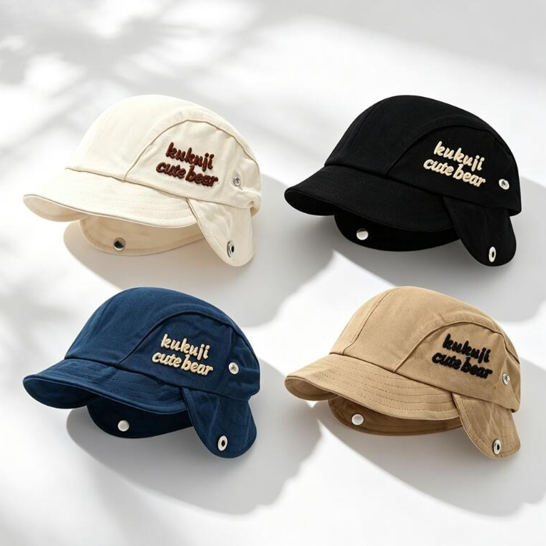 Baby Hat Beanie - หมวกปิดหูเด็กน่ารักประดับพู่สำหรับฤดูใบไม้ร่วงปี 2026 หมวกบีนนี่เด็กทารกสีพื้นปักตัวอักษร หมวกป้องกันหูสำหรับเด็กชายและเด็กหญิง