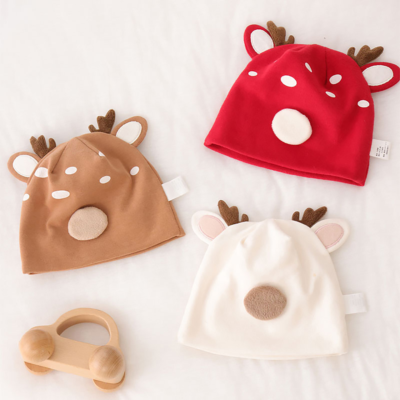 Baby Hat Beanie - หมวกเด็กทารกน่ารัก ลายกวางน้อย ผ้าฝ้ายนุ่ม หมวกบีนนี่สำหรับเด็กแรกเกิด ฤดูใบไม้ผลิ ฤดูใบไม้ร่วง
