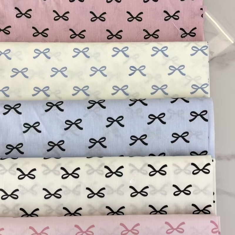 Baby Clothing Sewing - 160x50 ซม.ผ้าฝ้ายทวิลพิมพ์โบว์ DIY เสื้อผ้าเด็กเสื้อผ้าเด็กผ้าปูที่นอนผ้านวมผ้าเย็บผ้า