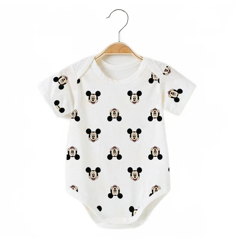Baby Clothing Online - ชุดรอมเปอร์เด็กทารกแบบ unisex ลายการ์ตูนมิกกี้ แขนสั้น สำหรับเด็กอายุ 0-12