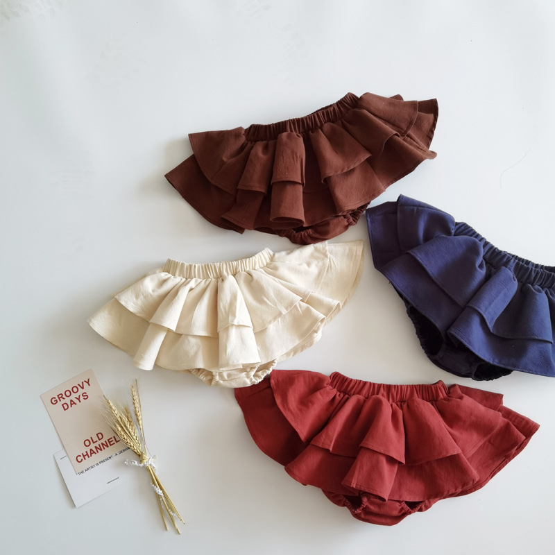 Baby Clothing Layers - คู่ชั้น Ruffles ลูกไม้กระโปรงเด็กกางเกงฤดูร้อนผ้าฝ้ายผ้าลินินเด็ก Pettiskirt เด็กวัยหัดเดินเต้นรํางานแต่งงานเสื้อผ้ากระโปรง Tutu