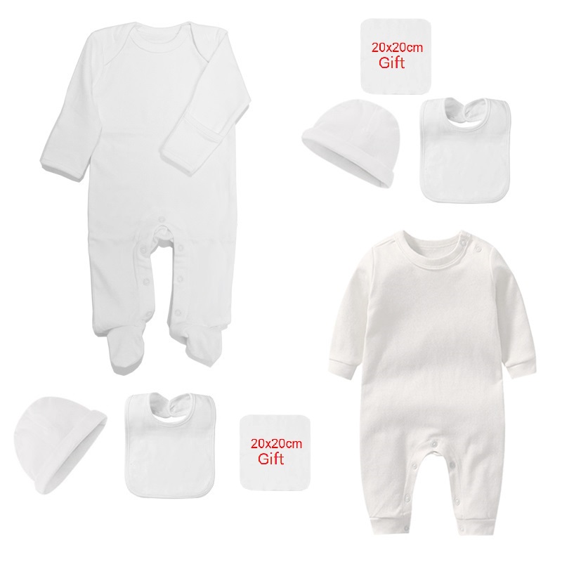 Baby Clothing Factory Shop - 4 ชิ้นผ้าฝ้ายทารกแรกเกิดเสื้อผ้าเด็กชุด Romper Bonnet Bibs โรงพยาบาลชุด