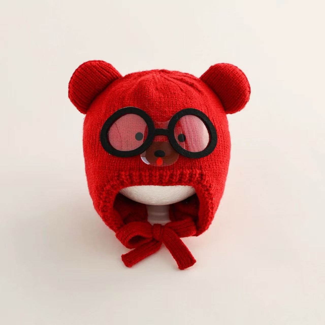 Baby Hat Beanie - หมวกบีนนี่เด็กอุ่นสำหรับฤดูหนาว ลายการ์ตูนน่ารัก ถักจากผ้าขนสัตว์ ป้องกันหู มีเชือกผูก สำหรับเด็กชายและเด็กหญิง