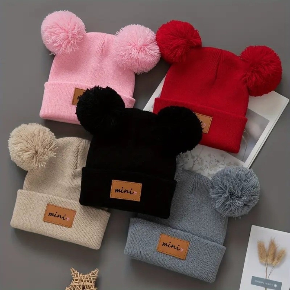 Baby Hat Beanie - หมวกไหมพรมเด็กอ่อนแบบสองชั้น สำหรับเด็กอายุ 0-3 ปี ป้องกันลม ระบายอากาศได้ดี