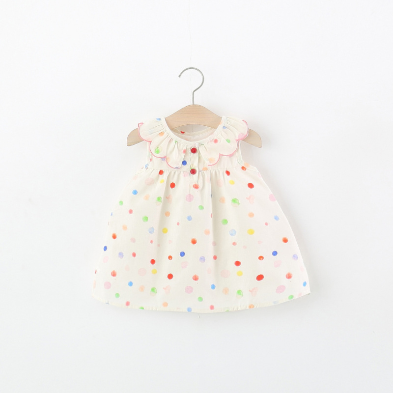 Baby Clothing Layers - เสื้อผ้าเด็ก: ชุดเดรสแขนกุดสำหรับเด็กผู้หญิงสำหรับฤดูร้อน, ชุดเดรสผ้าฝ้ายชั้นเดียวลายจุดสีสันสดใสสำหรับเด็กผู้หญิง, มีสไตล์และทันสมัย