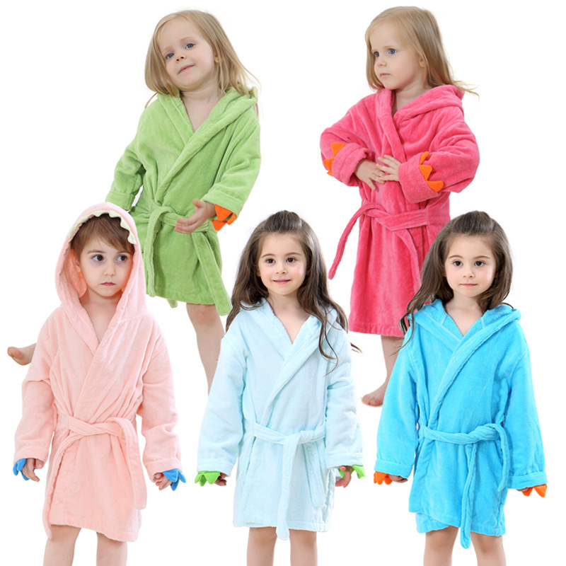 Baby Clothing Factory Shop - เสื้อคลุมอาบน้ําเด็กHooded Dragon Pawออกแบบผ้าฝ้าย 100% หนาผ้าเช็ดตัวเด็กเด็กผู้หญิง 1-6
