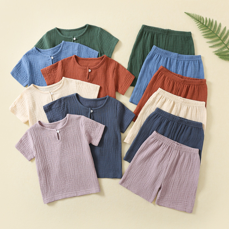 Baby Clothing Factory Shop - ชุดนอนเด็กผ้าฝ้าย 100% ผ้าก๊อซ สำหรับฤดูร้อน ชุด 2
