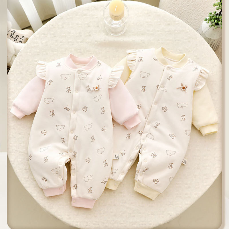 Baby Clothing Quality - ชุดจั๊มสูทเด็กแรกเกิดผ้าฝ้ายคุณภาพสูงสำหรับฤดูใบไม้ผลิและฤดูใบไม้ร่วง ตกแต่งลายผีเสื้อสุดน่ารัก เหมาะสำหรับใส่ออกนอกบ้าน ขนาด 0-18 เดือน