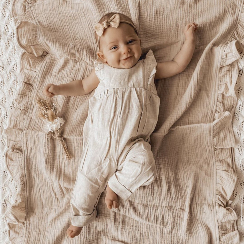 INS Ruffled Muslin Baby Swaddl - Baby Clothing Organic Cotton บทวิจารณ์และราคา