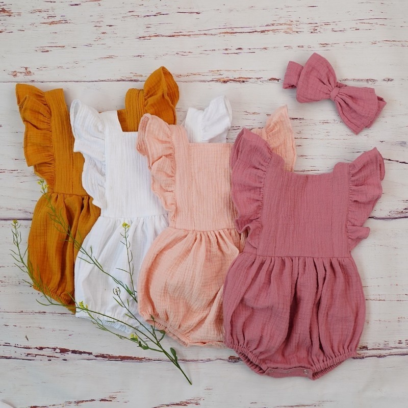 ชุดรอมเปอร์แต่งจีบสำหรับเด็กผ้ - Baby Clothing Organic Cotton บทวิจารณ์และราคา