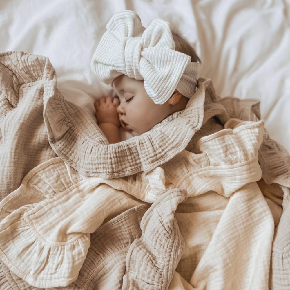 INS Ruffled Muslin Baby Swaddl - Baby Clothing Organic Cotton บทวิจารณ์และราคา