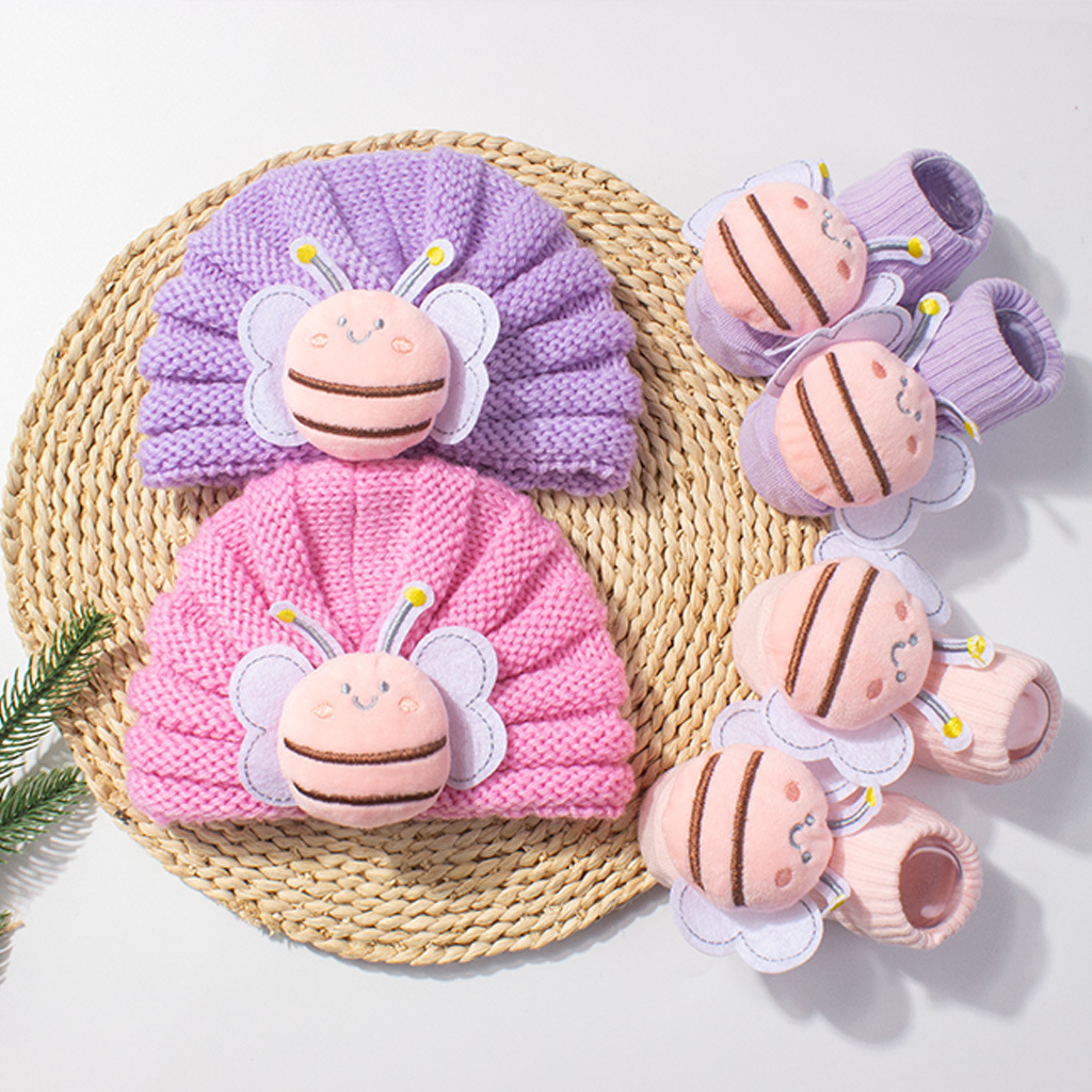 ชุดหมวกไหมพรมและถุงเท้าเด็ก 2  - Baby Hat Beanie บทวิจารณ์และราคา